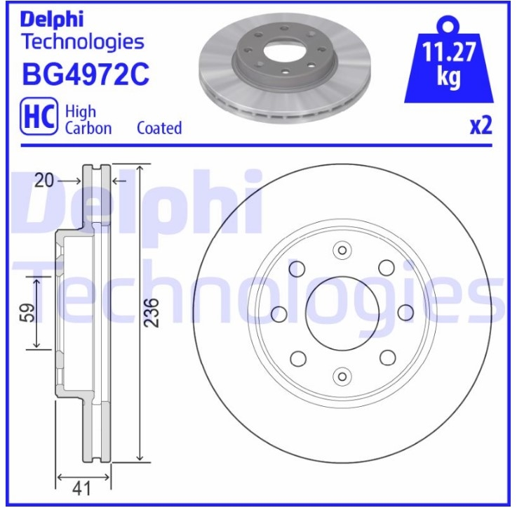 Piese Auto Opel SET Disc frana fata Chevrolet Aveo / Kalos  DELPHI Revizie Masina